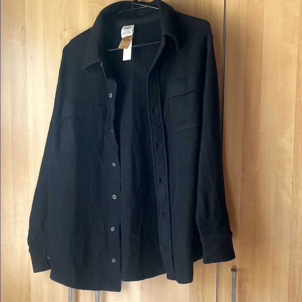 Black Button-Up Shirt Jacket